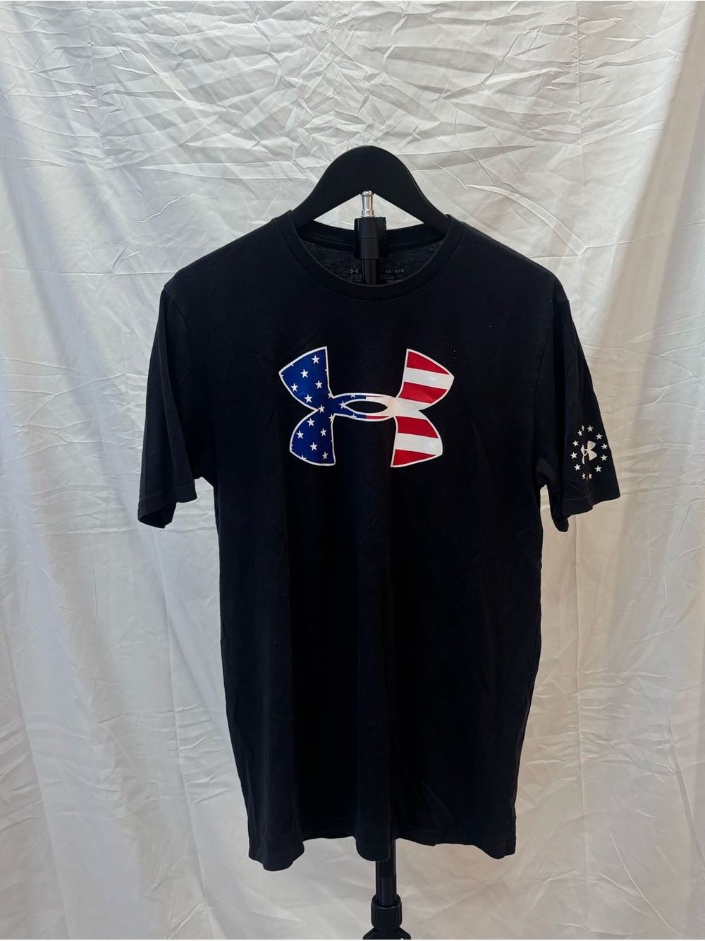 Under Armour American Flag Logo T-Shirt Black Size M